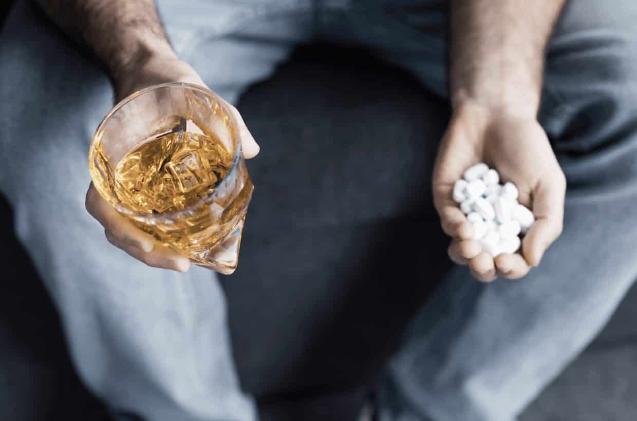 Man with alcohol and prescription pills