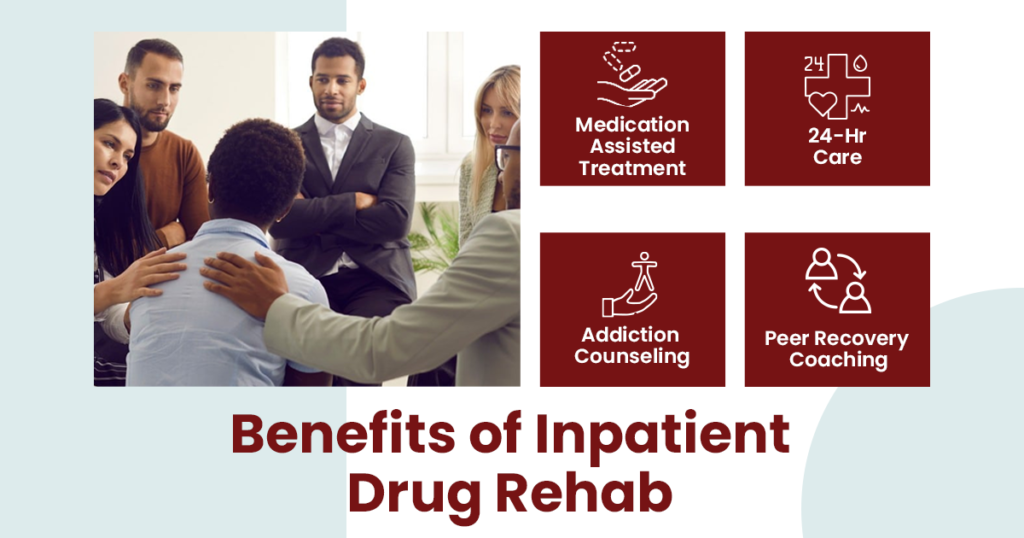 The graphic explains the benefits of inpatient drug rehab.