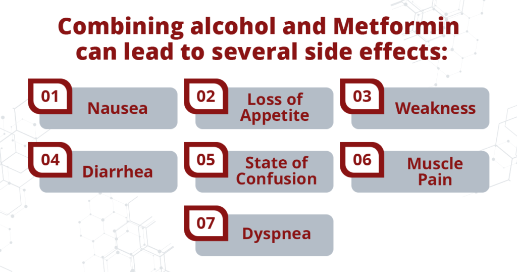 combining alcohol with merformin can lead to several side effects