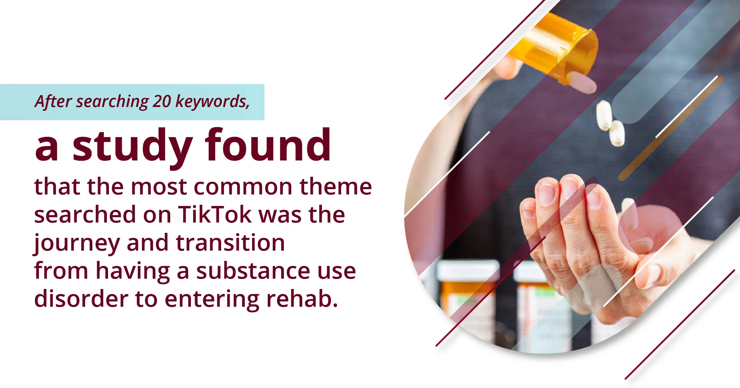 a study found the most common theme searched on tiktok was the journey and transition from having a substance use disorder to entering rehab