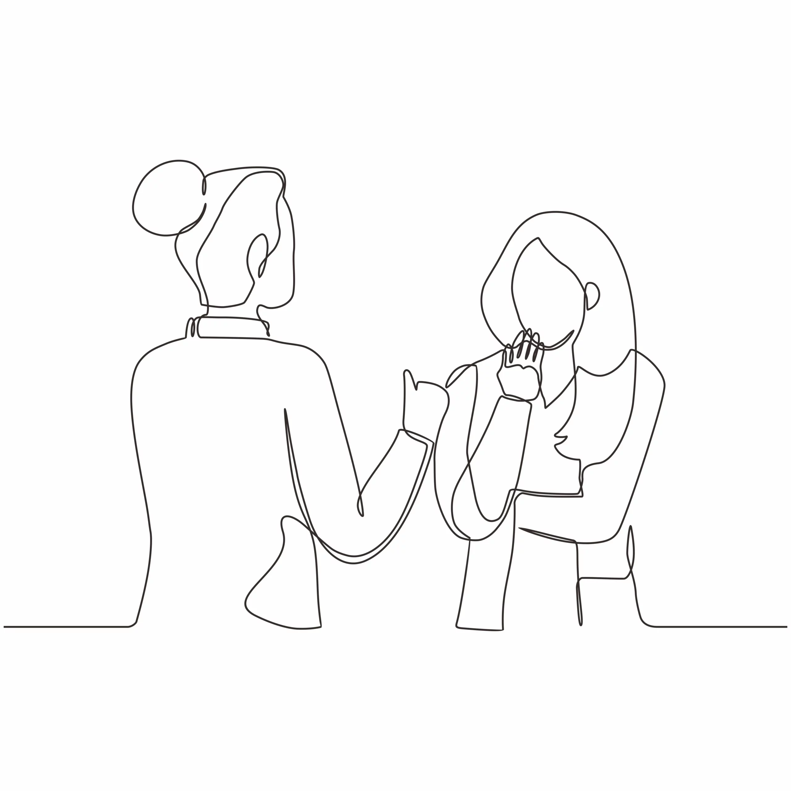 two-women-talking-line-drawing