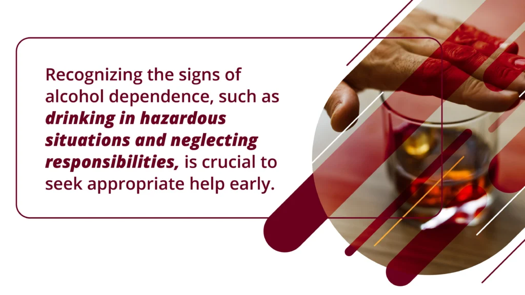 How many drinks: Recognizing the signs of alcoholism, such as neglecting responsibilities, is crucial to seek appropriate help early. 
