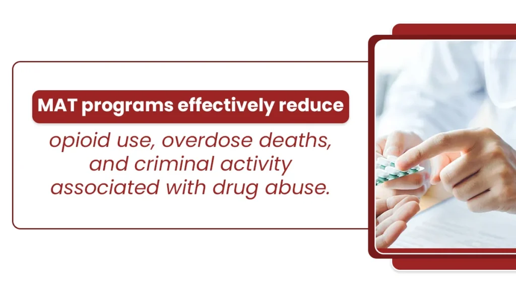 Doctor prescribing pills. MAT programs effectively reduce opioid use, overdose deaths, and criminal activity associated with drug abuse